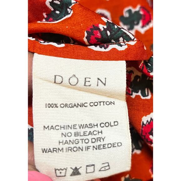 DOEN Dress Large Estee Floral Smocked Boho Mini Organic Cotton in Calico Canyon - Picture 9 of 9